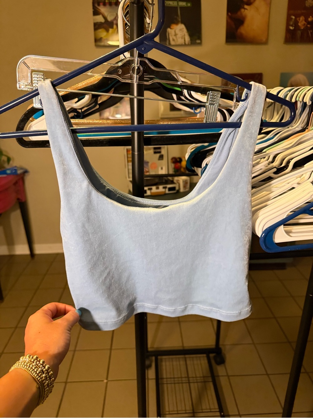 Athleta Light Blue Scoop Crop Tank Top